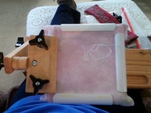 Starting "Saltbox Strawberry Fob" in my new K's Creations Z Lap Frame